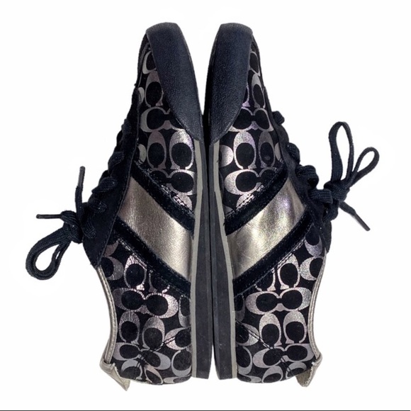 Coach Paxton Black With Metallic Signature C Logo Sneakers, Size 7 - Picture 6 of 15